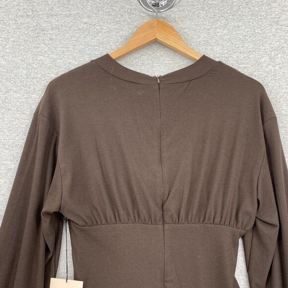 Superdown Dress Womens Medium Brown Ribbed Ruched Bodice With Underwire NEW - Picture 5 of 16